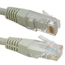 Патчкорд TCOM, штекер 8p8c — штекер 8p8c, UTP 4пари, кат-5Е, сірий, 1 м