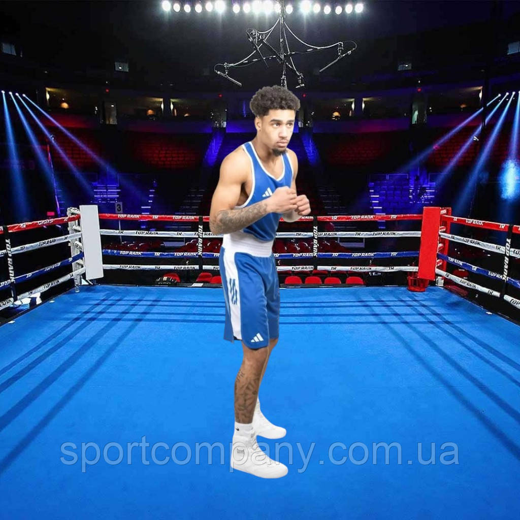 Боксерська форма Adidas синя для боксу змагань тренувань спортивний чоловічий повний одяг боксера