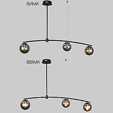 Чорна сучасна люстра на 3 чорних плафони (52-9827-3 BK+BK), фото 4