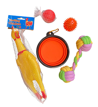 Набір іграшок для маленьких собак, 5 предметів (жовтий).
