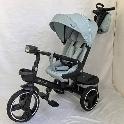 Триколісний велосипед VECTOR Cloud Blue, сидіння з поворотом, гальмо, світло, блакитний (ME 1162-1)
