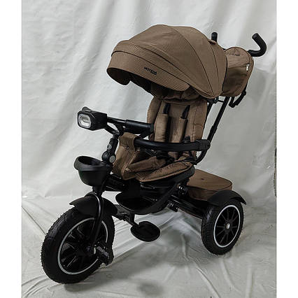 Триколісний велосипед MODENA Beige Praline, поворотне сидіння, гальмо, світло (ME 1193)