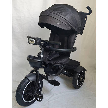 Триколісний велосипед MODENA Black, поворотне сидіння, гальмо, світло (ME 1193)