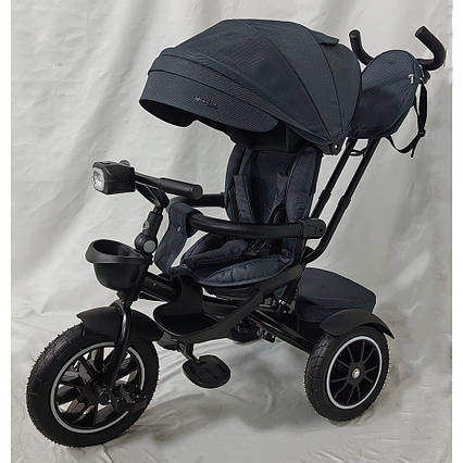 Триколісний велосипед MODENA Dark Gray, поворотне сидіння, гальмо, світло (ME 1193)