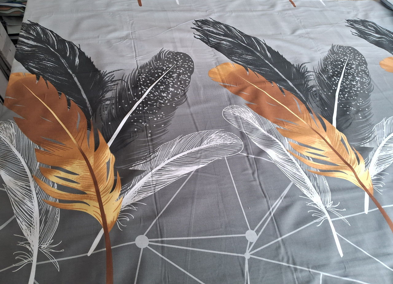 Полуторне простирадло звичайне 150х220, бязь Голд, принт: Страусині пера