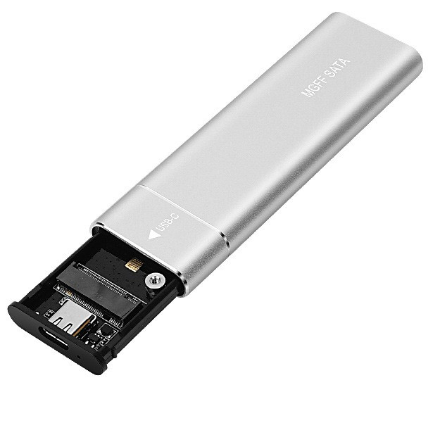 Карман для SSD M2 NGFF USB3.1 - Type-C SATA, B key. Сріблястий