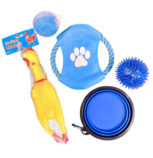 Набір іграшок для середніх собак, 5 предметів (синій), фото 1