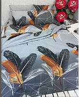 Двоспальний комплект постільної білизни стандартний, принт: Страусині пера