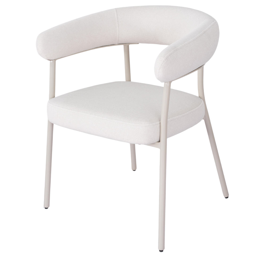 Обідній стильний стілець з м'яким сидінням і округлою спинкою M-230 Тапіока Мохер ніжки кремові Vetromebel, фото 1