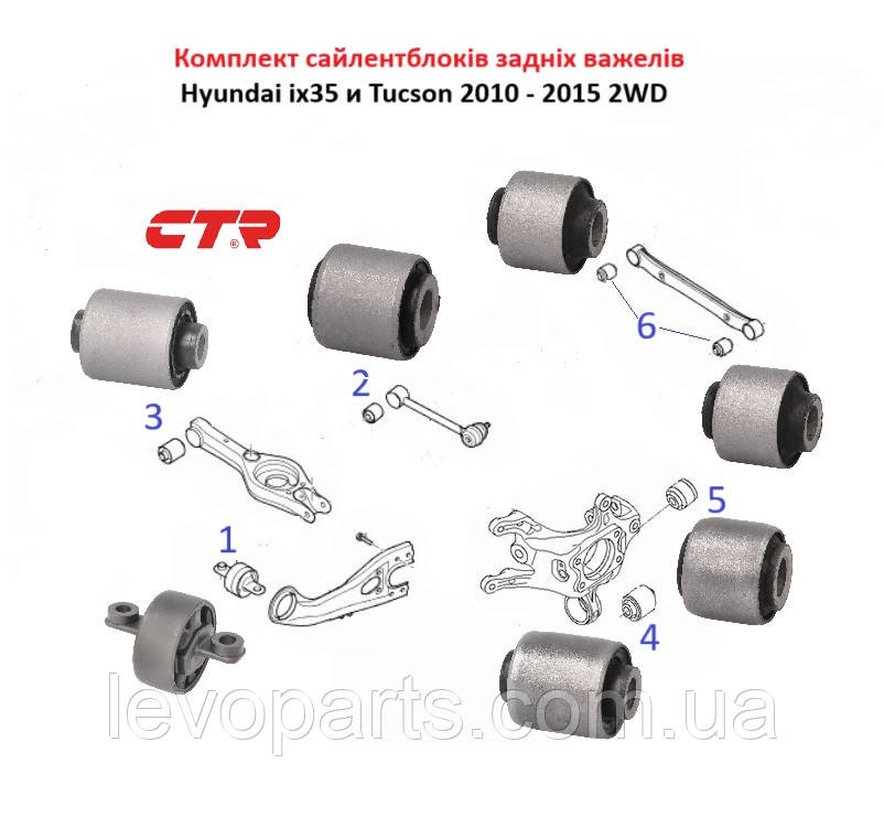 Сайлентблоки задньої підвіски Hyundai ix35 2010 - 2015 Передній привод 2WD