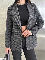 Піджак жакет жіночий класичний діловий строгий на ґудзиках із кашеміру дрібна карта розміри 42-48