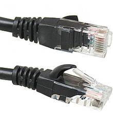 Патчкорд RJ-45, UTP кат-5E, чорний, 1 м
