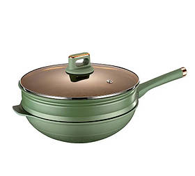 Сковорода-пароварка WOK MD-16105 з антипригарним покриттям та кришкою 32см Green (3_06218)