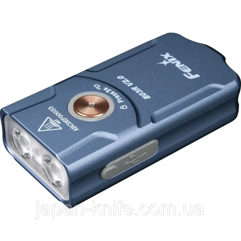Ліхтар наключний Fenix E03R V2.0 Blue, синій E03RV20BL