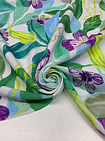 Трикотаж в рубчик, 75% хлопок, принт цветы, Турция, 250 г/м2, 165 см