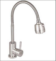 Змішувач для кухні Aria 015F41 з гнучким виливом (k35) Nickel Lidz