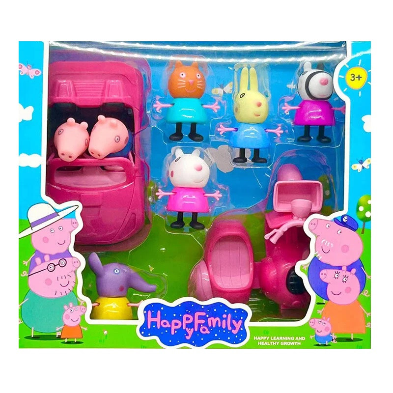 Ігровий набір "Свинка Пеппа" (Peppa Pig) 7 фігурок, машина, мотоцикл арт. 1830 H, фото 1