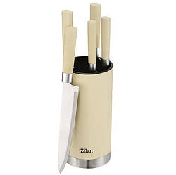 Набір ножів у підставці Zilan ZLN1610 бежевий