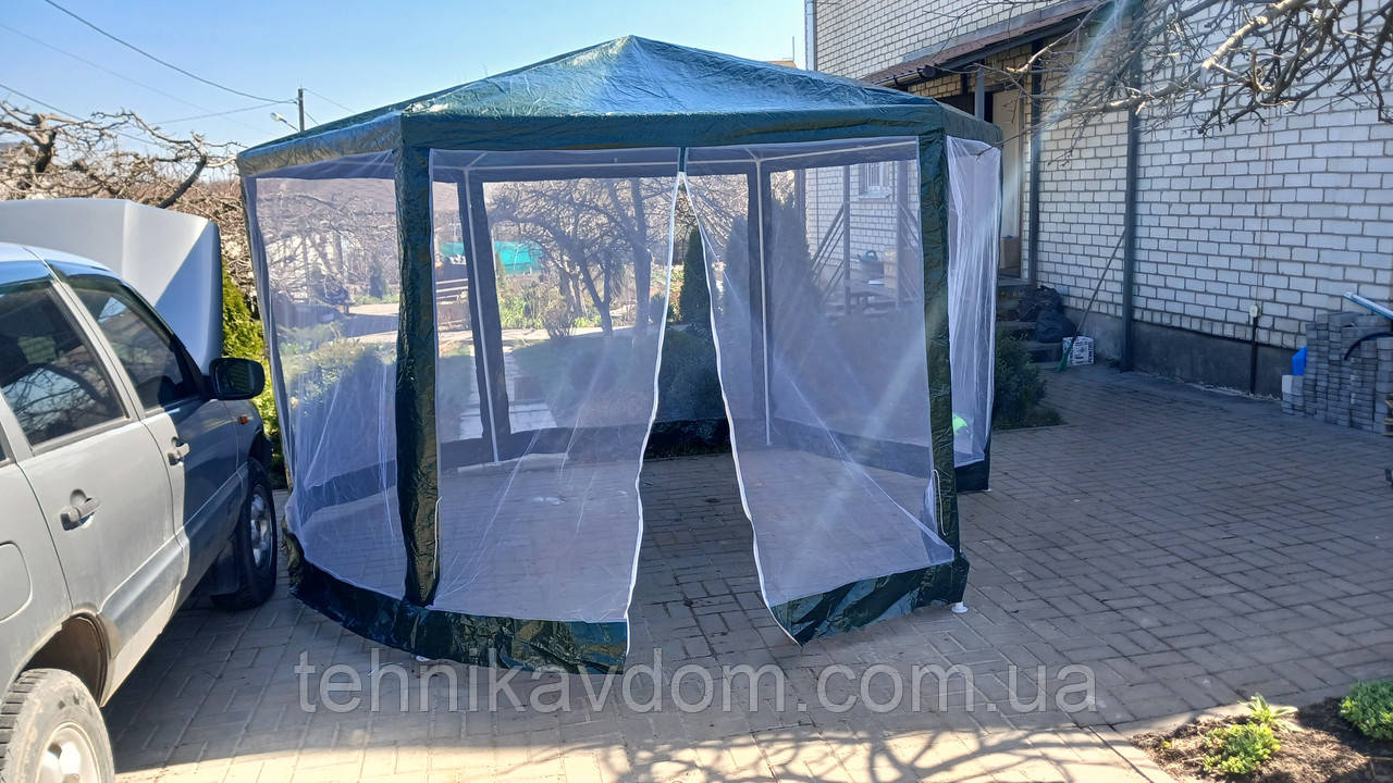Садовий намет з москітною сіткою восьмикутний 4х4 (2х2х2) 6 стінок, фото 1