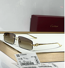 Жіночі прямокутні коричневі сонцезахисні окуляри Cartier Panthere de Cartier з пантерою карт'є