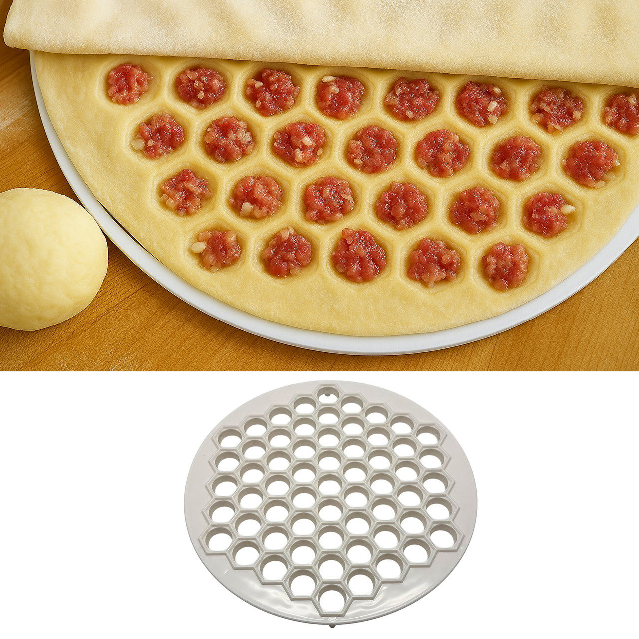 Пластикова пельменниця велика (форма для приготування пельменів) Ø33.2 см на 61 пельмень