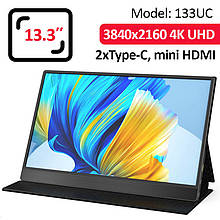 Монітор портативний 133UC / 13.3'' / IPS / 3840x2160 4K / Type-C / HDMI / jack 3.5 мм / другий екран