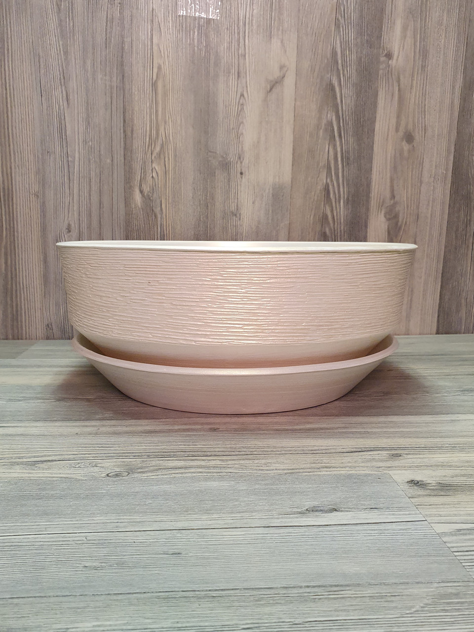 Горщик / вазон "Плошка" 5 л. для квітів Білий з золотом,, з піддоном, кімнатних (домашніх) рослин