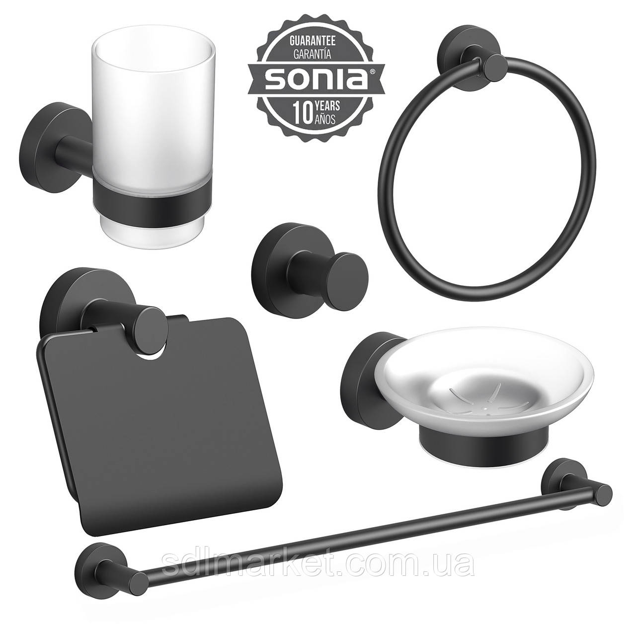 Набір аксесуарів для ванної SONIA ASTRAL KIT BLACK ( 6 предметів) 185214, фото 1