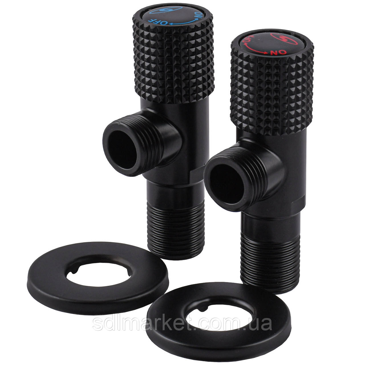 Комплект кранів кутових кераміка SOLOMON EXCLUSIVE 1/2″X1/2″ 9889 BB (BLACK/BLACK) (комплект2шт.)