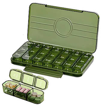 Органайзер для пігулок на 7 днів, по 3 прийоми / Таблетниця / Контейнер для таблеток / Коробка для пігулок