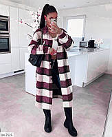 Кардиган жіночий стильний модний зручний повсякденний по коліно в карту байка на ґудзиках розмір 42-46