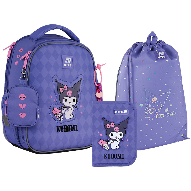 Шкільний набір Kite Education Kuromi SET_HK25-555S-2 (рюкзак, пенал, сумка) 115-130 см