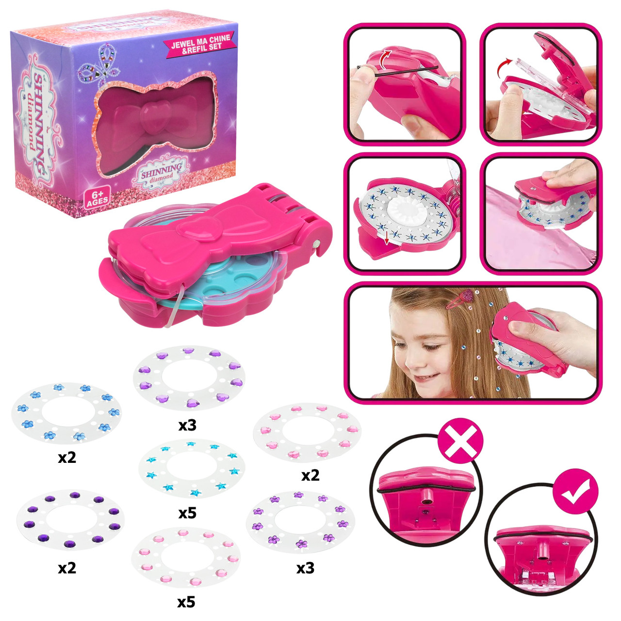 Набір стиліста для волосся 811-42A — аплікатор і стрази, 60 шт, фото 1