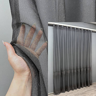 Готова тюль (3х2,7м) жакард, колекція "Greta". Колір графітовий. Код 1638т 42-0615