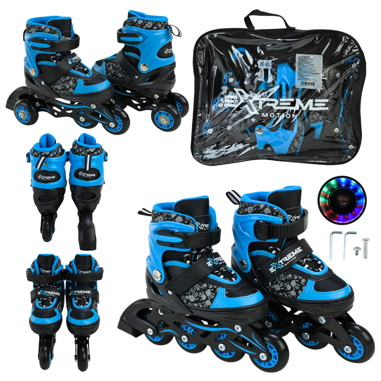 Роликові ковзани RL25421 розмір S колеса PU, що світяться в сумці 38×7×31 см, фото 1