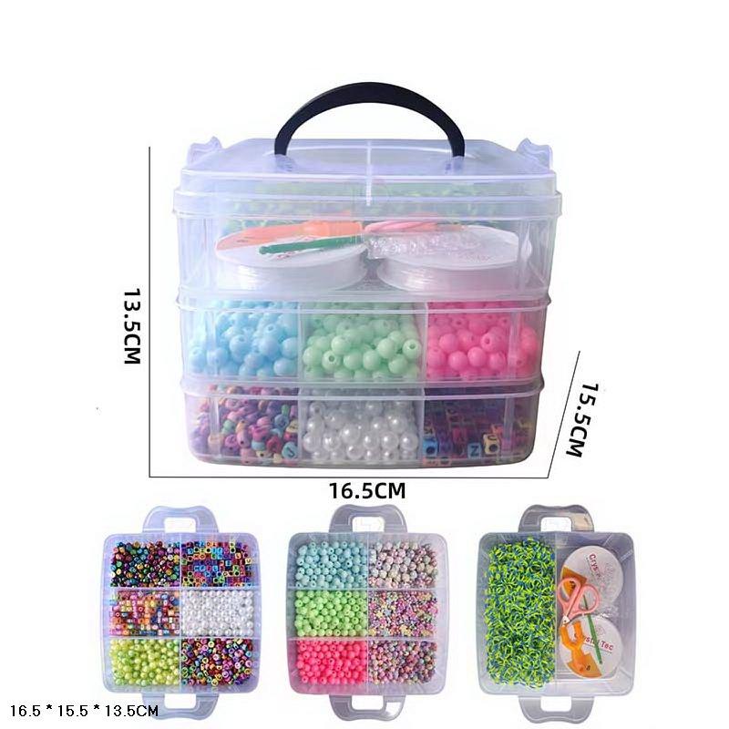 Набір для творчості бісер 330-146, триповерховий бокс, бісер, намистини, гумка, фото 1