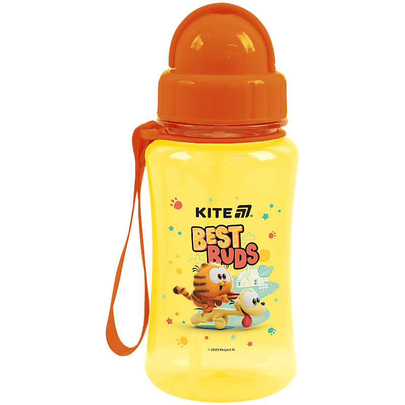 Пляшечка для води 350 мл з трубочкою Kite Garfield GF25-399, 70746, фото 1