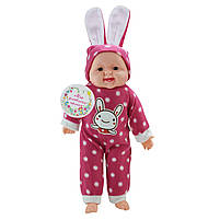 Пупс музичний SEL-0006, 4 види, батарейки, у комбінезоні з вушками, 43 см, фото 4