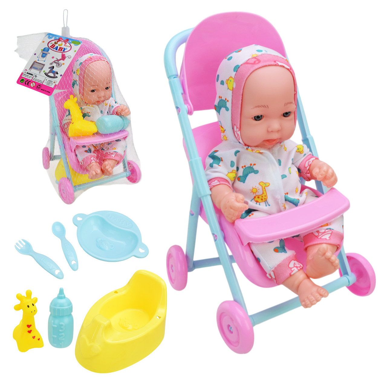 Пупс із коляскою й аксесуарами LD9402D-C1, 30 см, фото 1