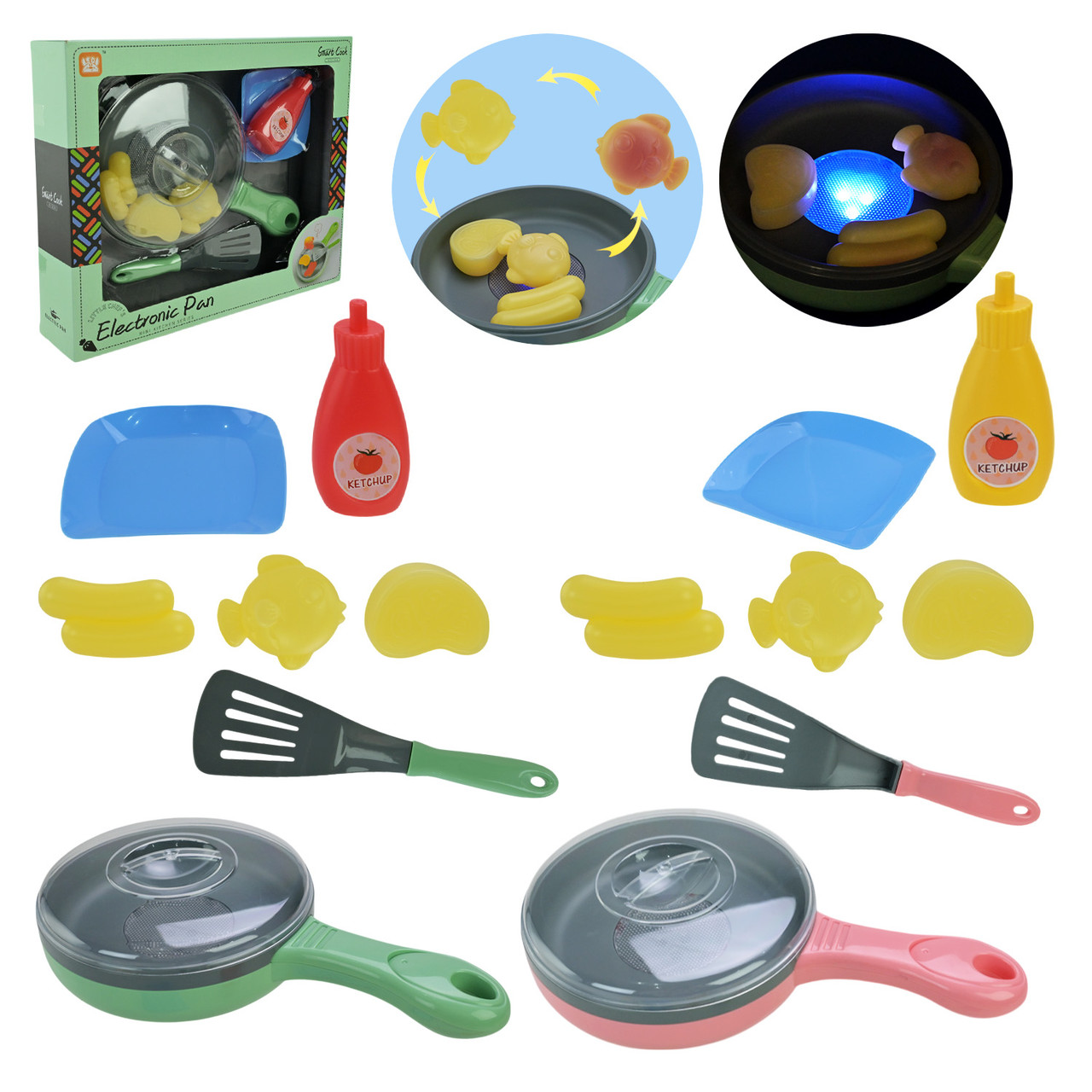 Сковорода LD-661A/B іграшкова на батарейках змінює колір зі світлом та звуком 31×26×7 см, фото 1