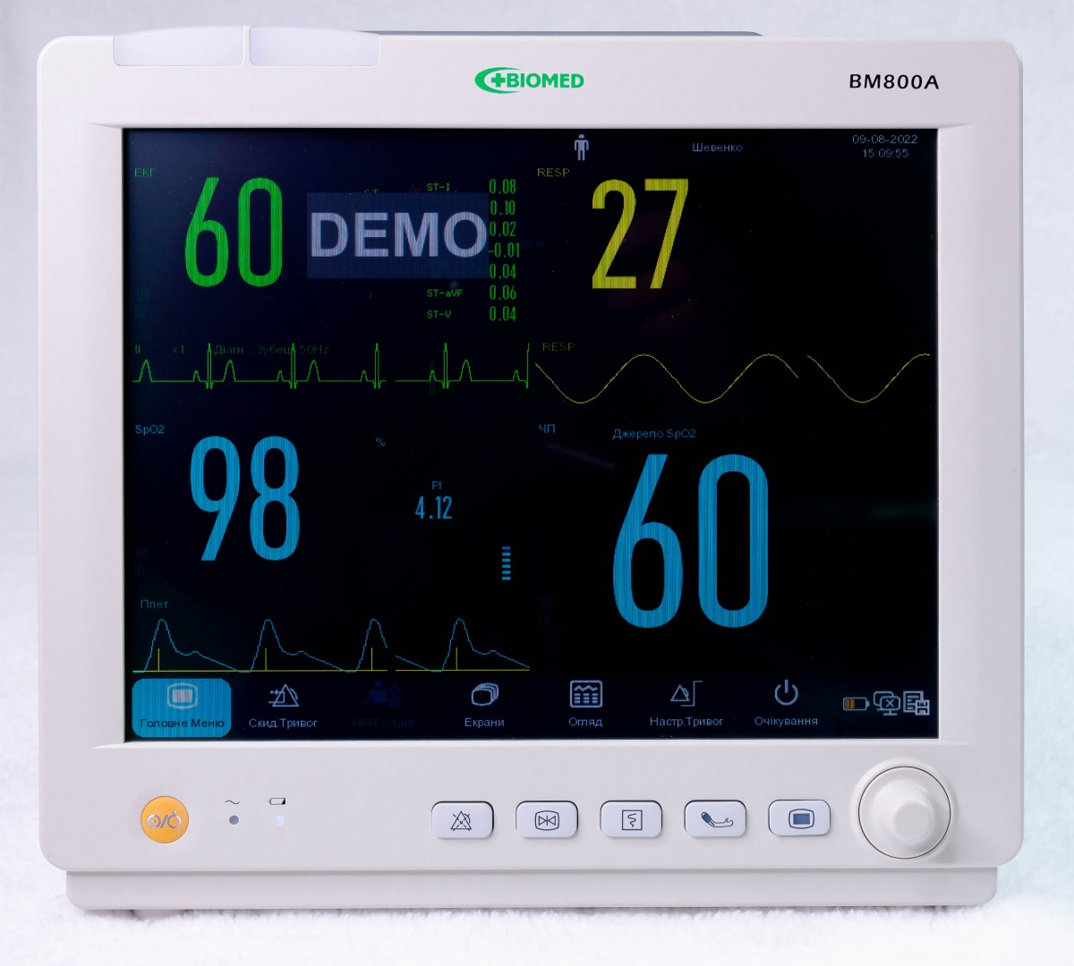Монітор пацієнта “БІОМЕД” BM800A з сенсорним дисплеєм та модулем ІАТ, фото 1