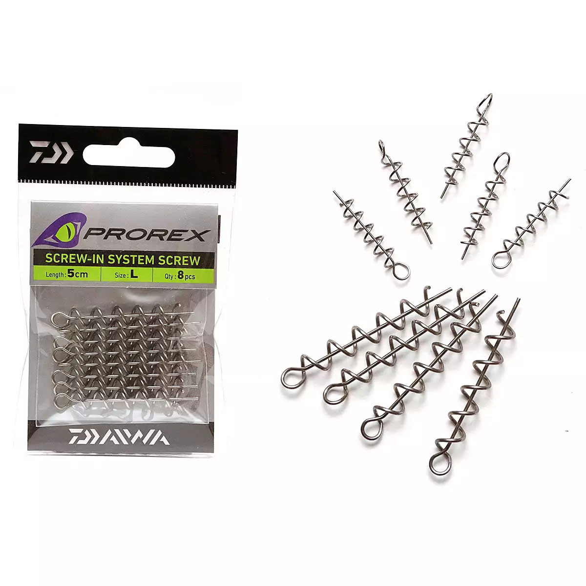 Коркотяг для силікону Daiwa Prorex Screw-In Screw L 50 mm 8 pcs (15411-005)