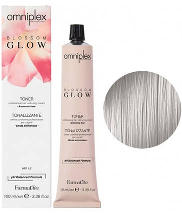 Безаміачна крем-фарба для волосся Farmavita Omniplex Blossom Glow Toner 8.12 Світлий блондин попелясто-перламутровий 100 мл, фото 1
