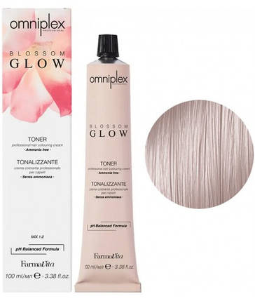 Безаміачна крем-фарба для волосся Farmavita Omniplex Blossom Glow Toner 10.21 Платиновий блондин перламутрово-попелястий 100 мл, фото 1