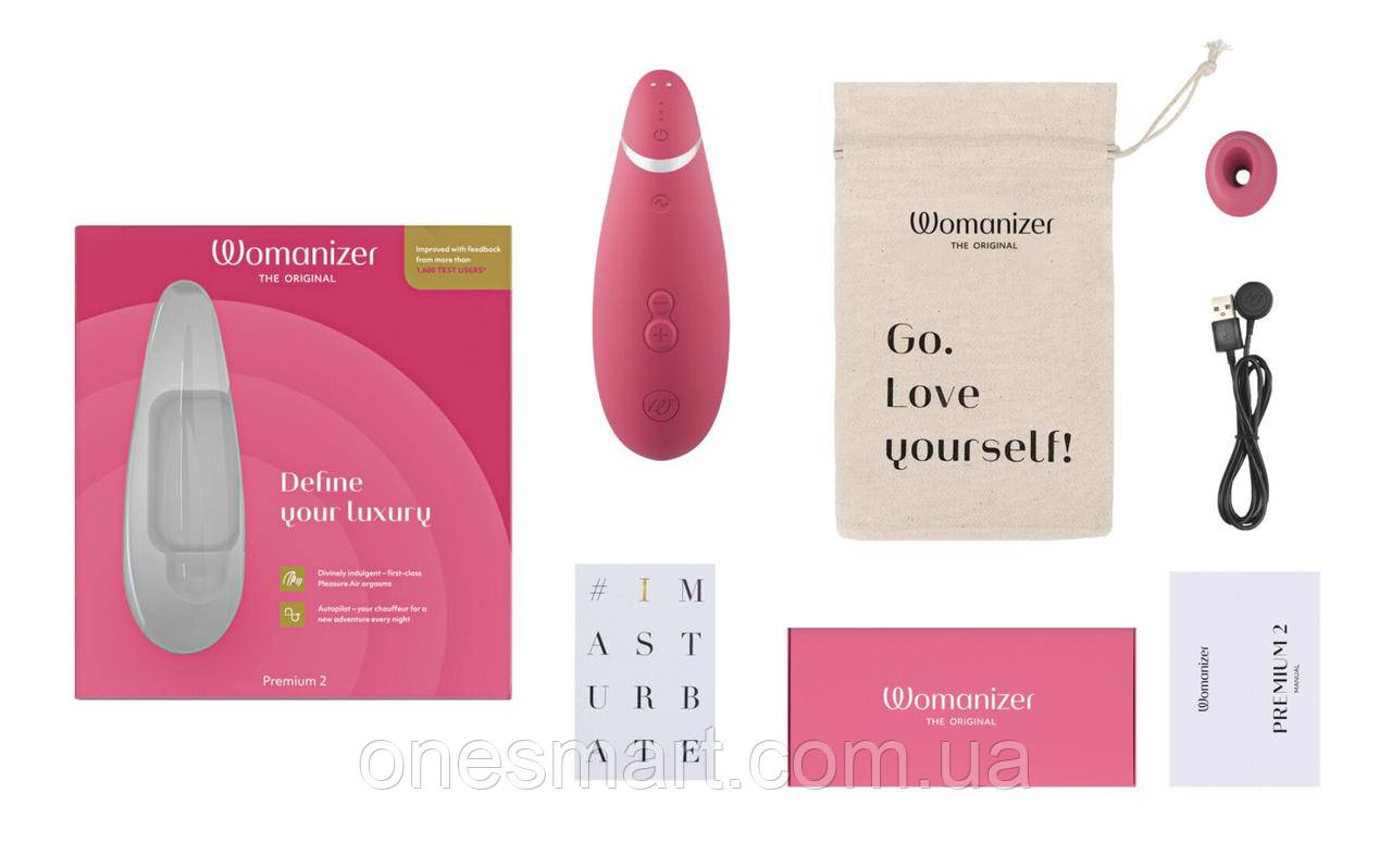 Вакуумний клиторальний стимулятор Womanizer Premium 2 для жінок з функцією Autopilot та Smart Silence, фото 1