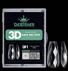 Гелеві типси (120шт), Дизайнер 3D Diamond Fast Gel Tips DF1 Ballerina small для нарощування нігтів