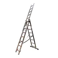 Драбина алюмінієва трисекційна GTM KME308 3x8 сходинок 2.18-4.88м (KME308)