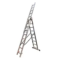 Драбина алюмінієва трисекційна GTM KME309 3x9 сходинок 2.45-5.69м (KME309)