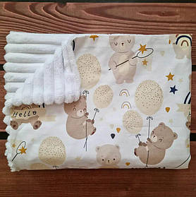 Дитячий плед із бавовни та плюшу Minky для новонароджених малюків на виписку з пологового BST Бежевий