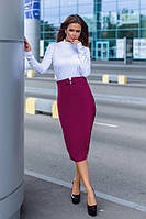 Женская классическая юбка карандаш с разрезом сзади Марсала, 42